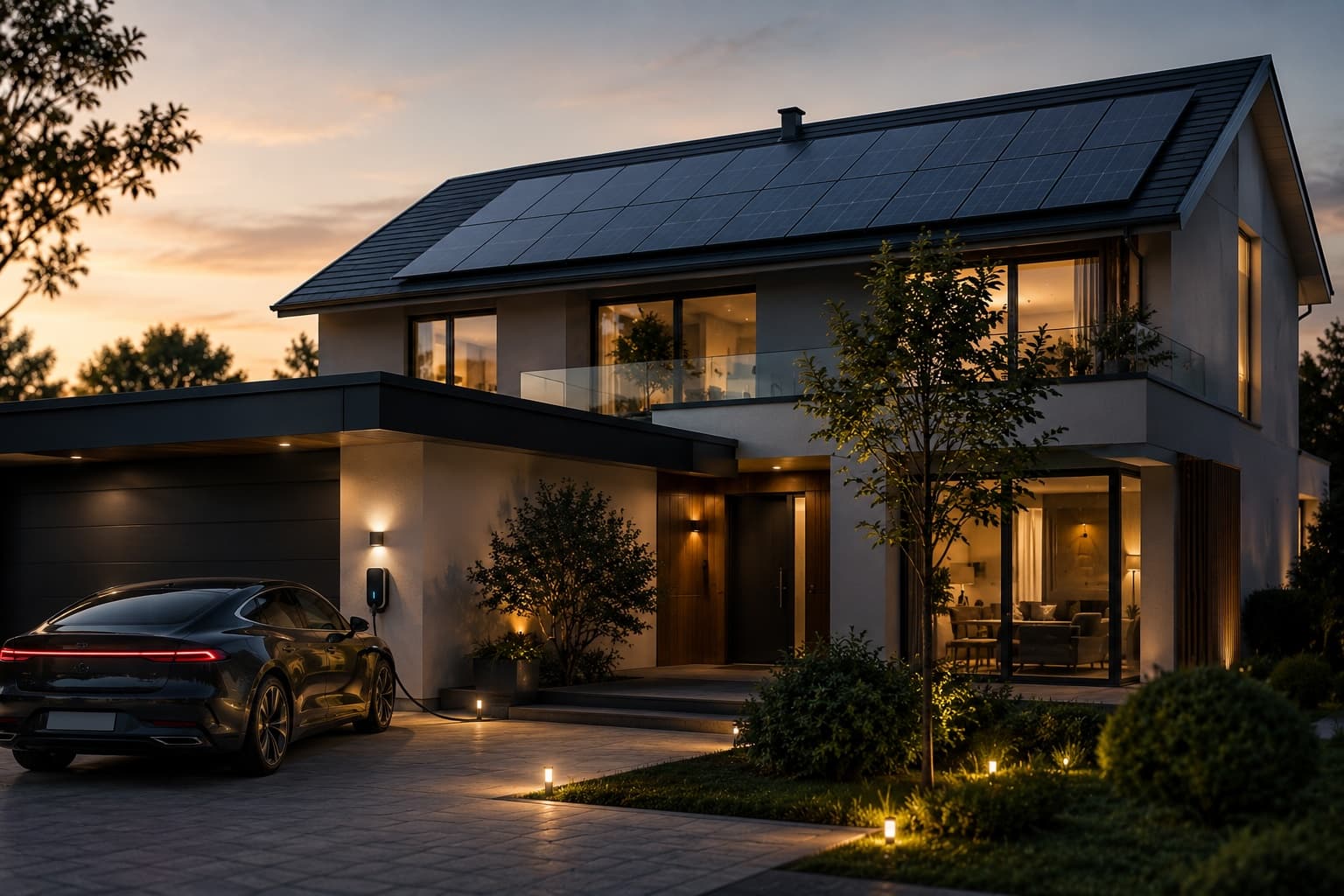 Maison équipée de panneaux photovoltaïques en autoconsommation